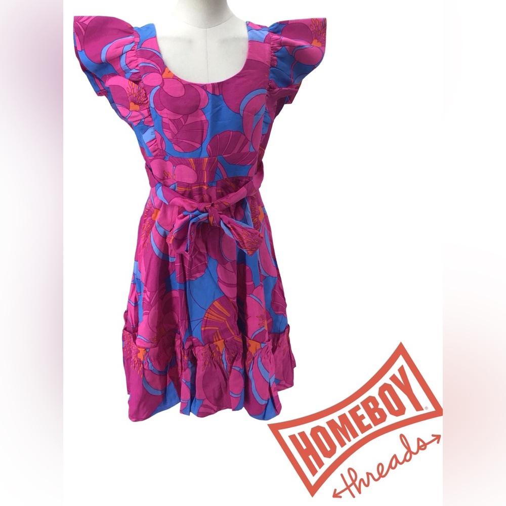 Tuckernuck Pink and Blue Ruffled Tie Front Sundress